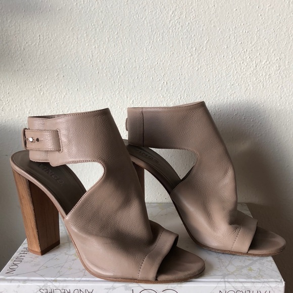 Vince Taupe Addie Open Toe Booties Sandals 9 1/2 - Picture 2 of 8